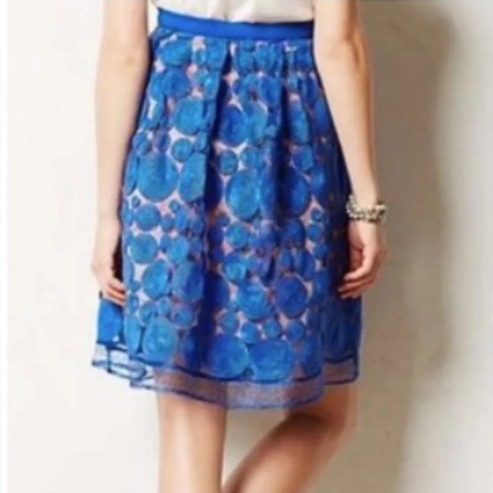 Anthropologie Eva Franco Blue "Albustru" Circle Skirt - Picture 2 of 16